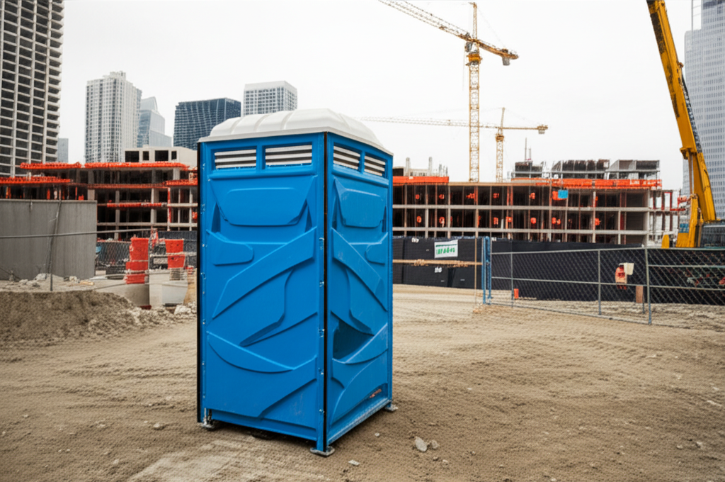 Durable construction porta potty on a Chicago job site
